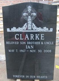 Jet Black Monument with celtic cross and shamrocks